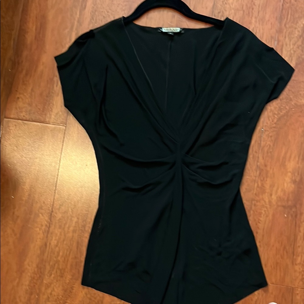 Black Fitted Ruched Blouse so flattering on the body